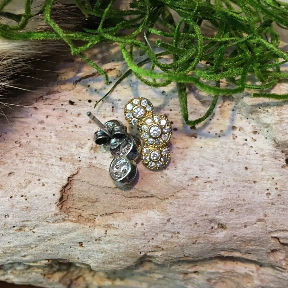 Sterling silver & 14k overlay crystal earrings Gold - Image 4