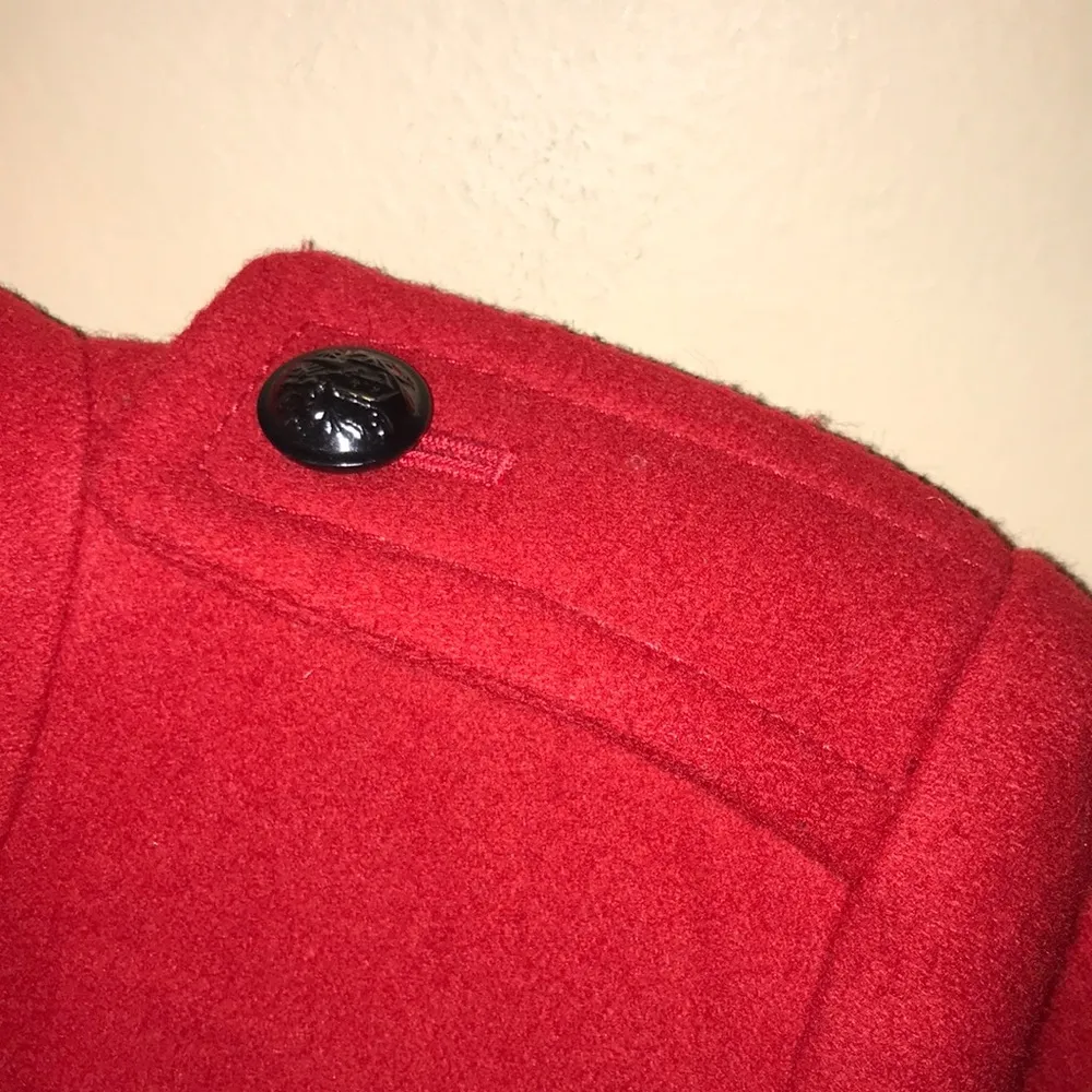 Banana Republic Women’s Wool Blend Red Double Breasted Pea Coat - Image 4