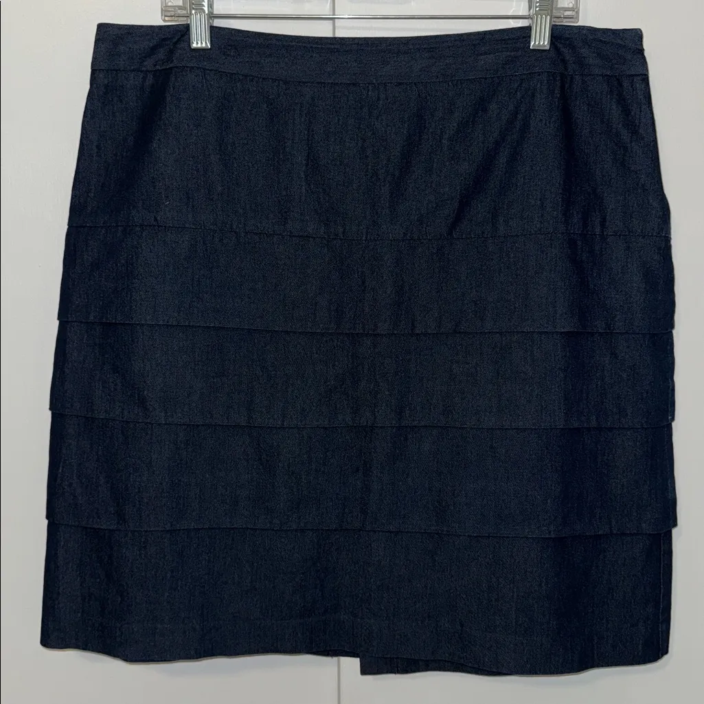 Larry Levine Stretch Denim Blue Tiered Pencil Skirt Women’s 16 - Image 2