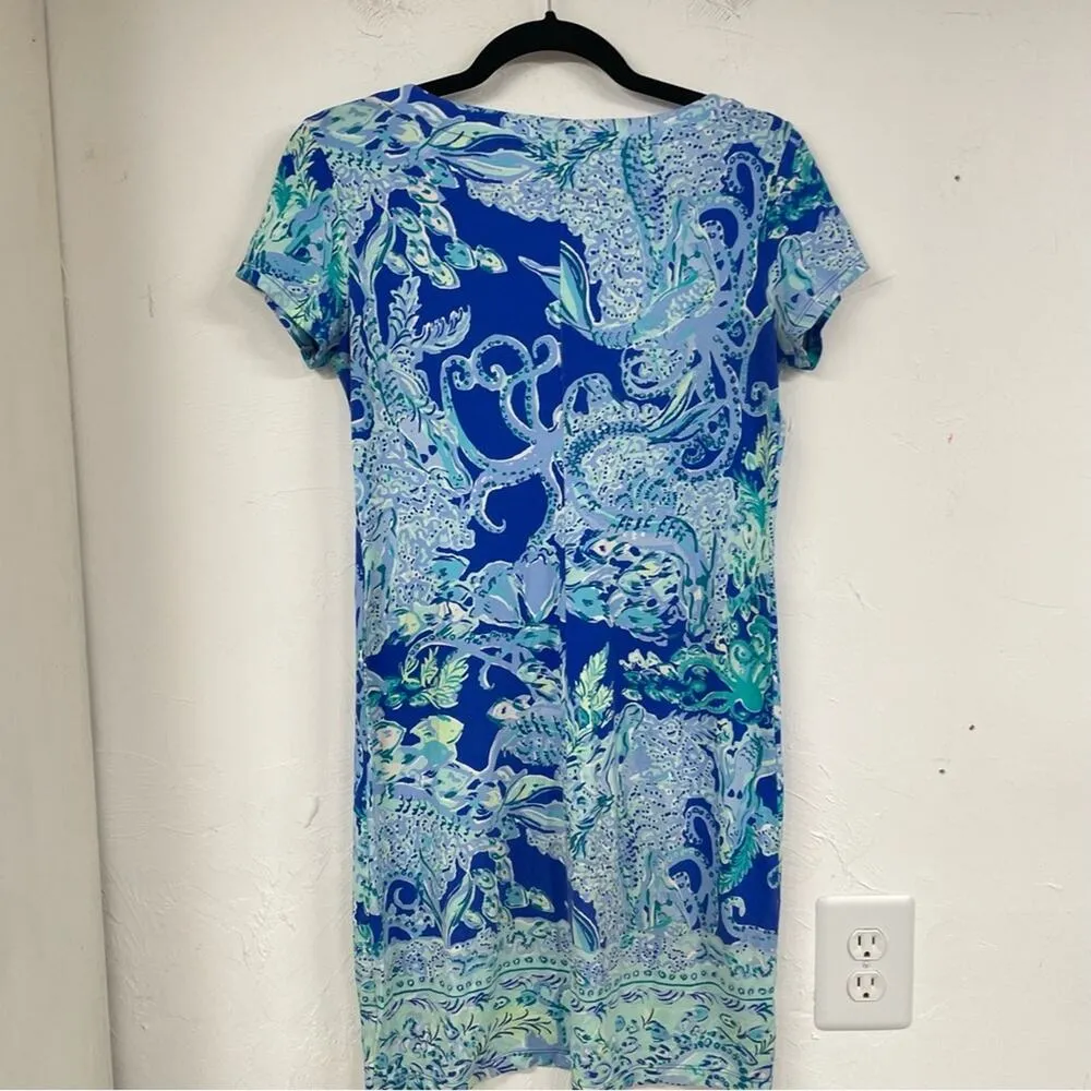 Lilly Pulitzer Blue Green Short Sleeve Mini Dress Women XS Beach Vacation Cruise - Image 7