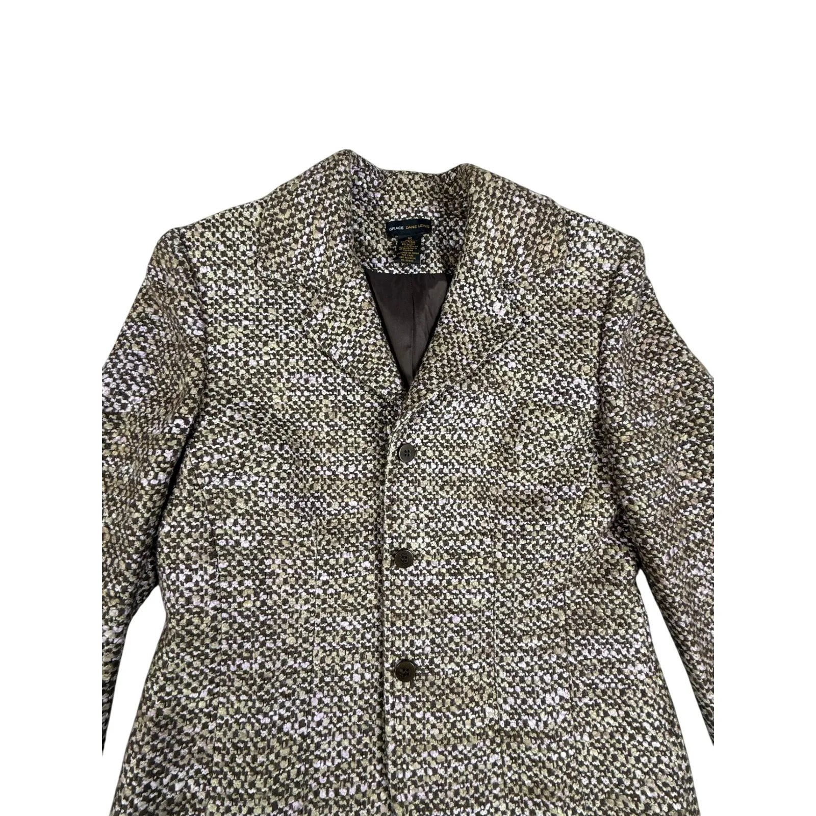Grace Dane Lewis Tweed Blazer Jacket Brown Career Business Wool Women‎ Sz 10 - Image 12