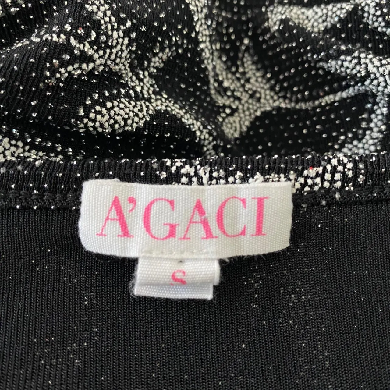 A-gaci Whimsygoth Vintage 90s Made in USA Glitter Wrap Top Deep V-neck Blouse S - Image 8