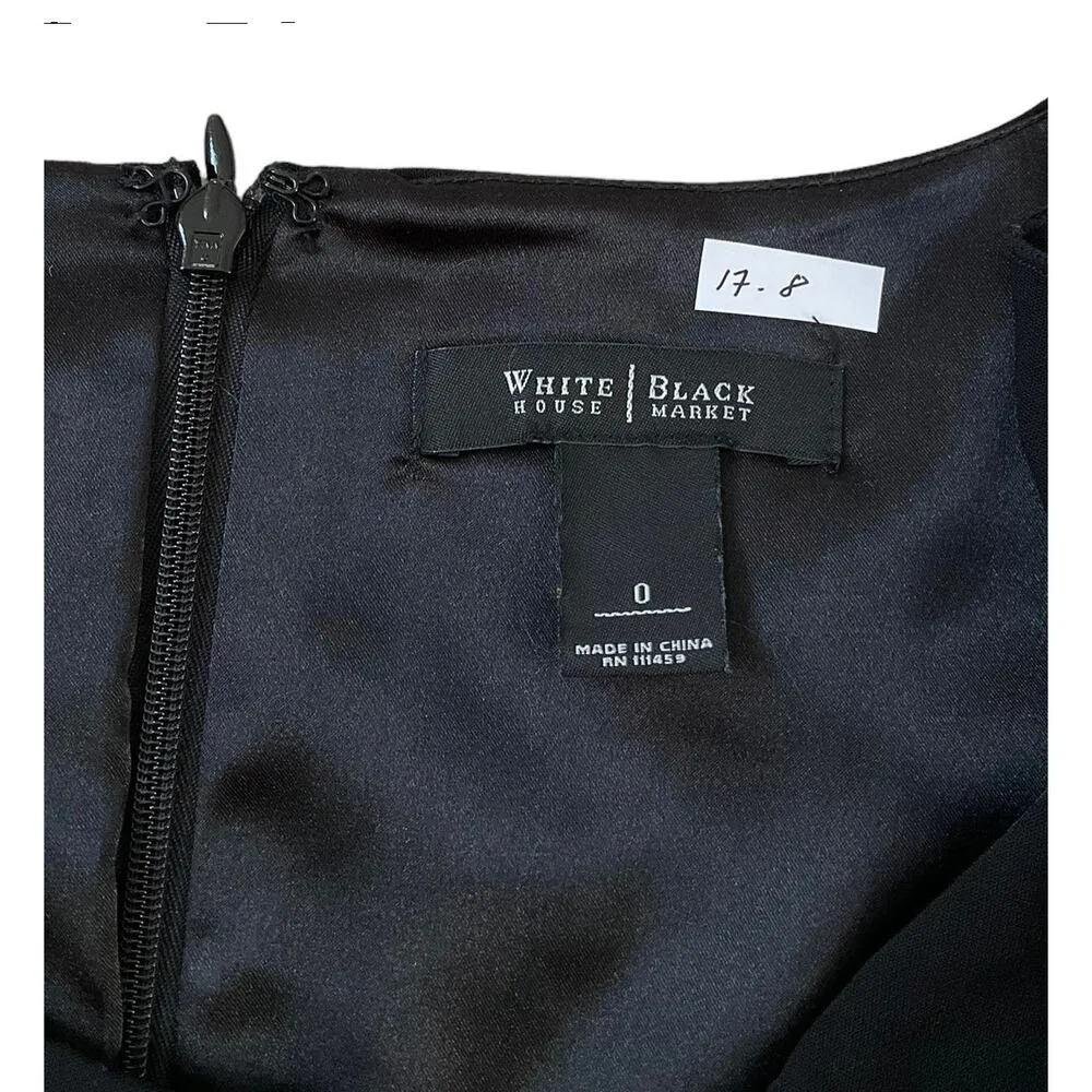 White House Black Market Black 3/4 Sleeves Peplum Ruffles Top Womens Sz 0 | 17-8 - Image 3