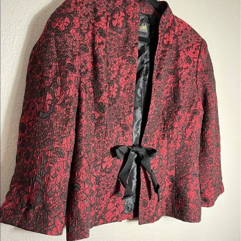 Vintage Studio I‎ Lace Overlay Jacket Red Size M - Image 5