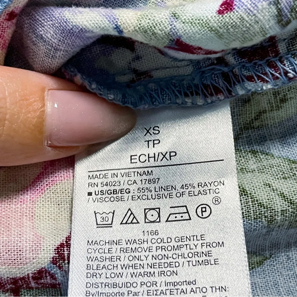 Gap Linen Blend Square Neck Maxi Dress Size XS in Blue Floral - Image 6