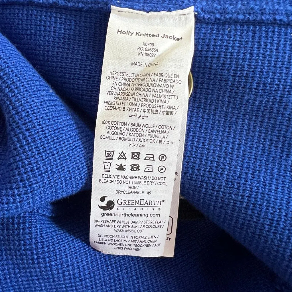 Boden Holly Knitted Jacket Blue Cotton Cropped Cardigan US 10 UK 14 - Image 13