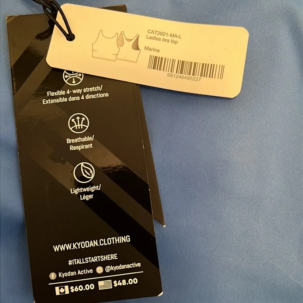 Kyodan Ultra-soft Marina Blue Compression Padded Sports Bra -NWT - Image 6