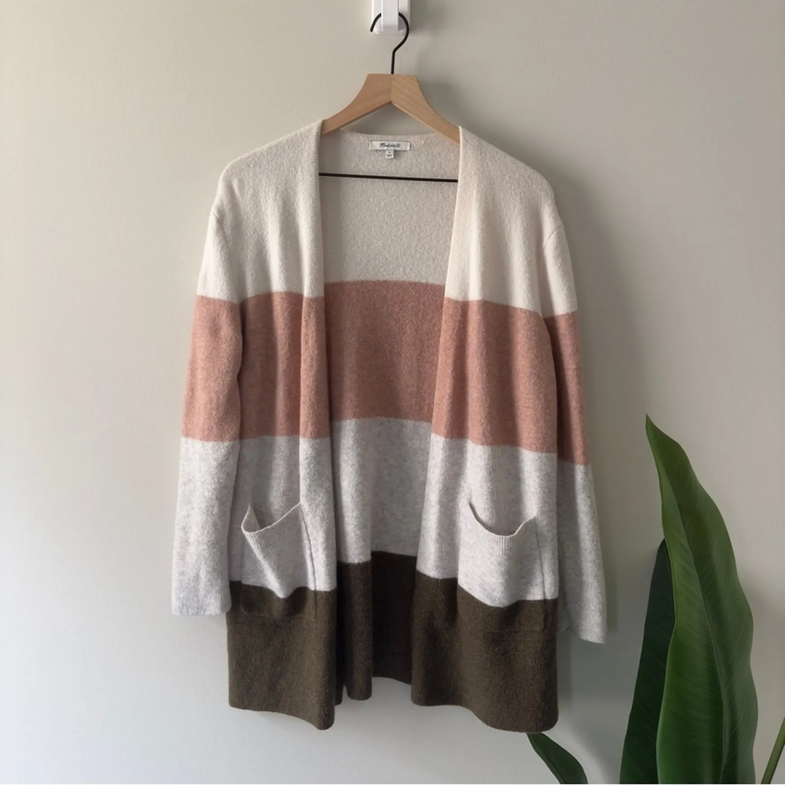 Madewell Striped Colorblock Cardigan Sweater open front long sleeve wool/alpaca - Image 2
