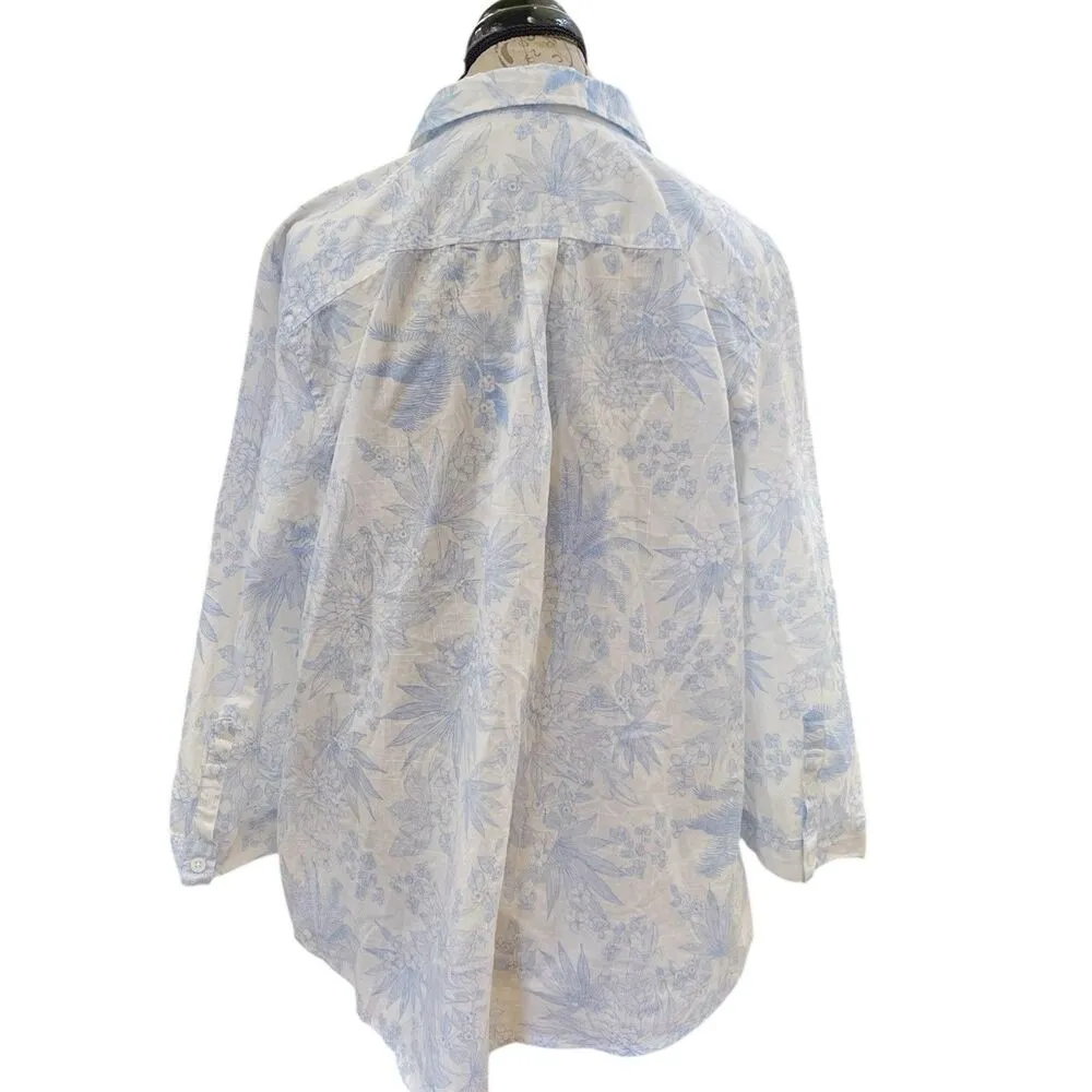 Croft & Barrow Womens Shirt Button down Sz Petite PXXL Floral Print Garden Party - Image 4