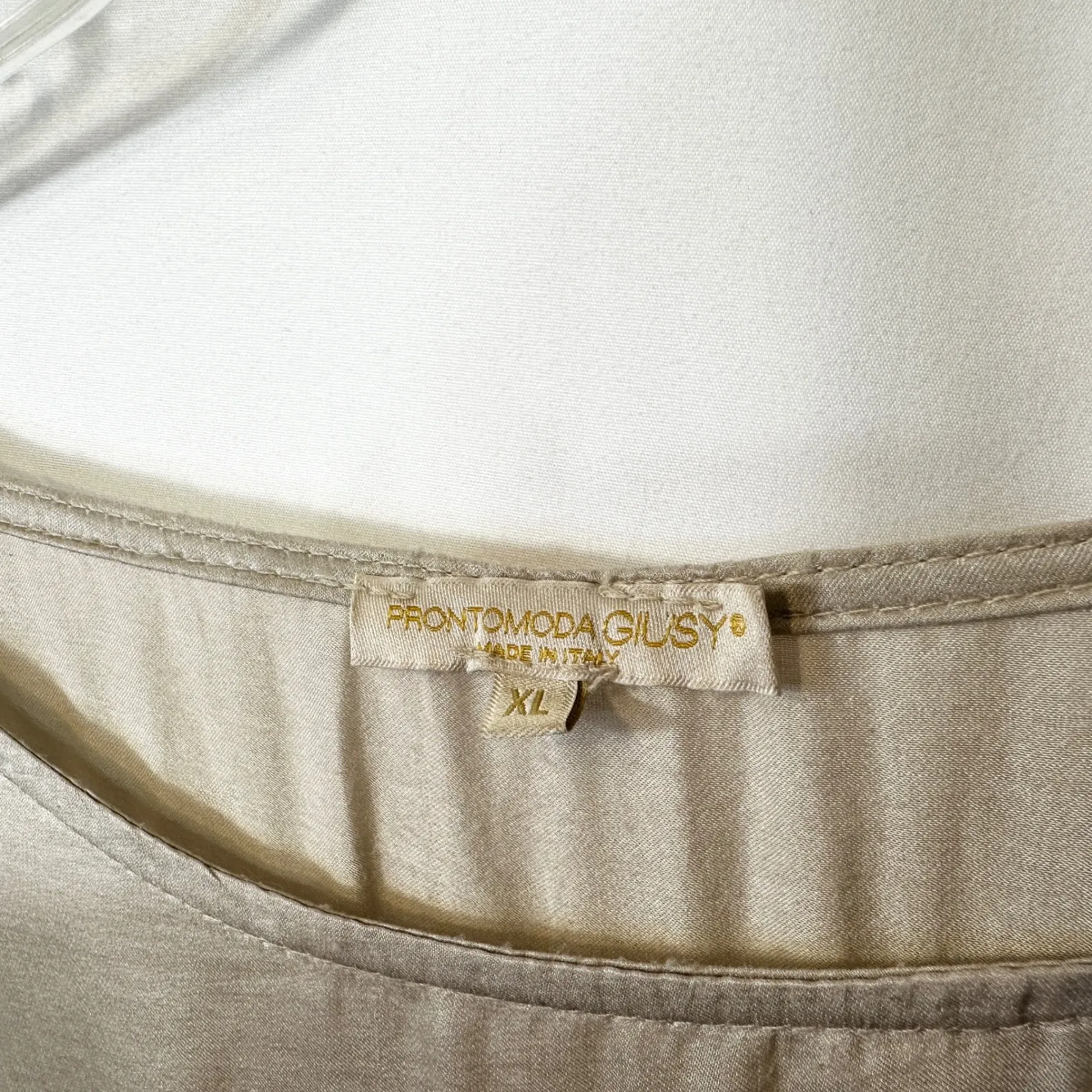 Prontomoda Giusy XL Top Ombre Silk Italy Quiet Luxury Old Money Dip Dye 1769 Tan - Image 3