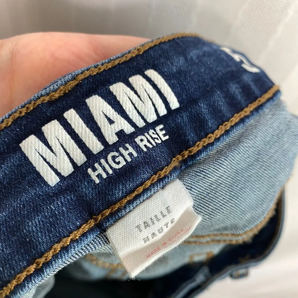 MIAMI High Rise Cuffed Hem Denim Jean Shorts Junior's Size 5 Blue Hi Waisted - Image 6