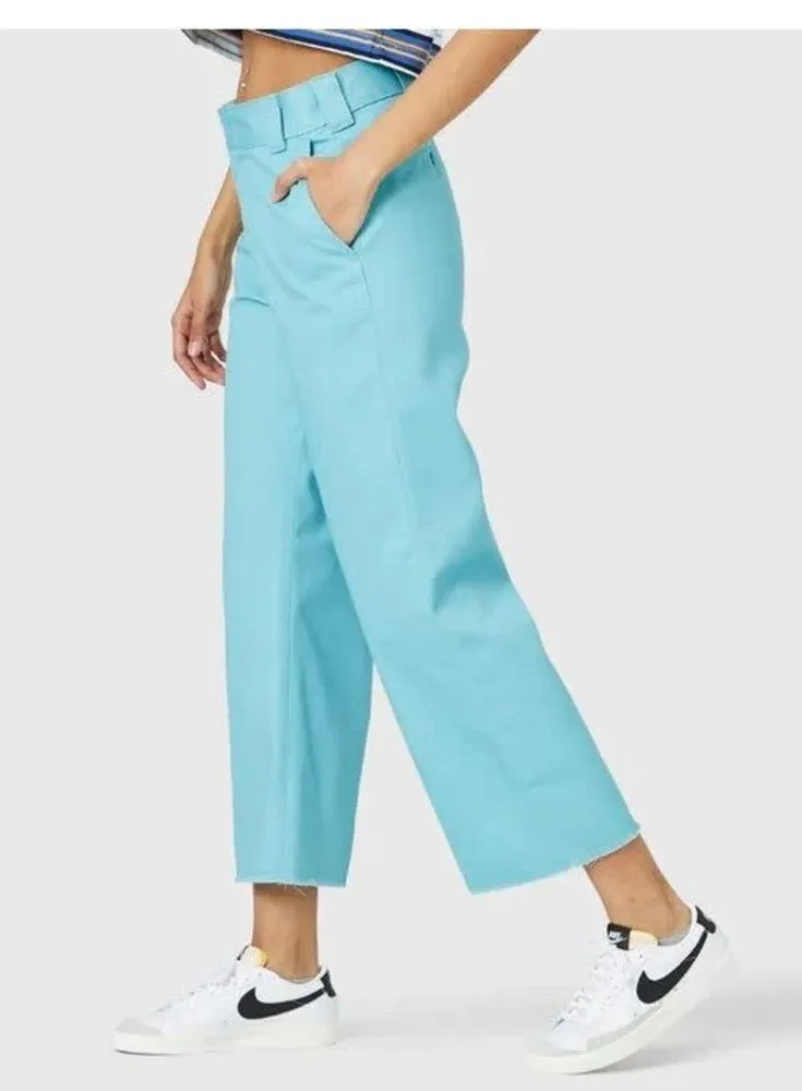 NWT DICKIES Women's Cropped Twill Ankle Pant Rinsed Porcelain BLUE - Image 4