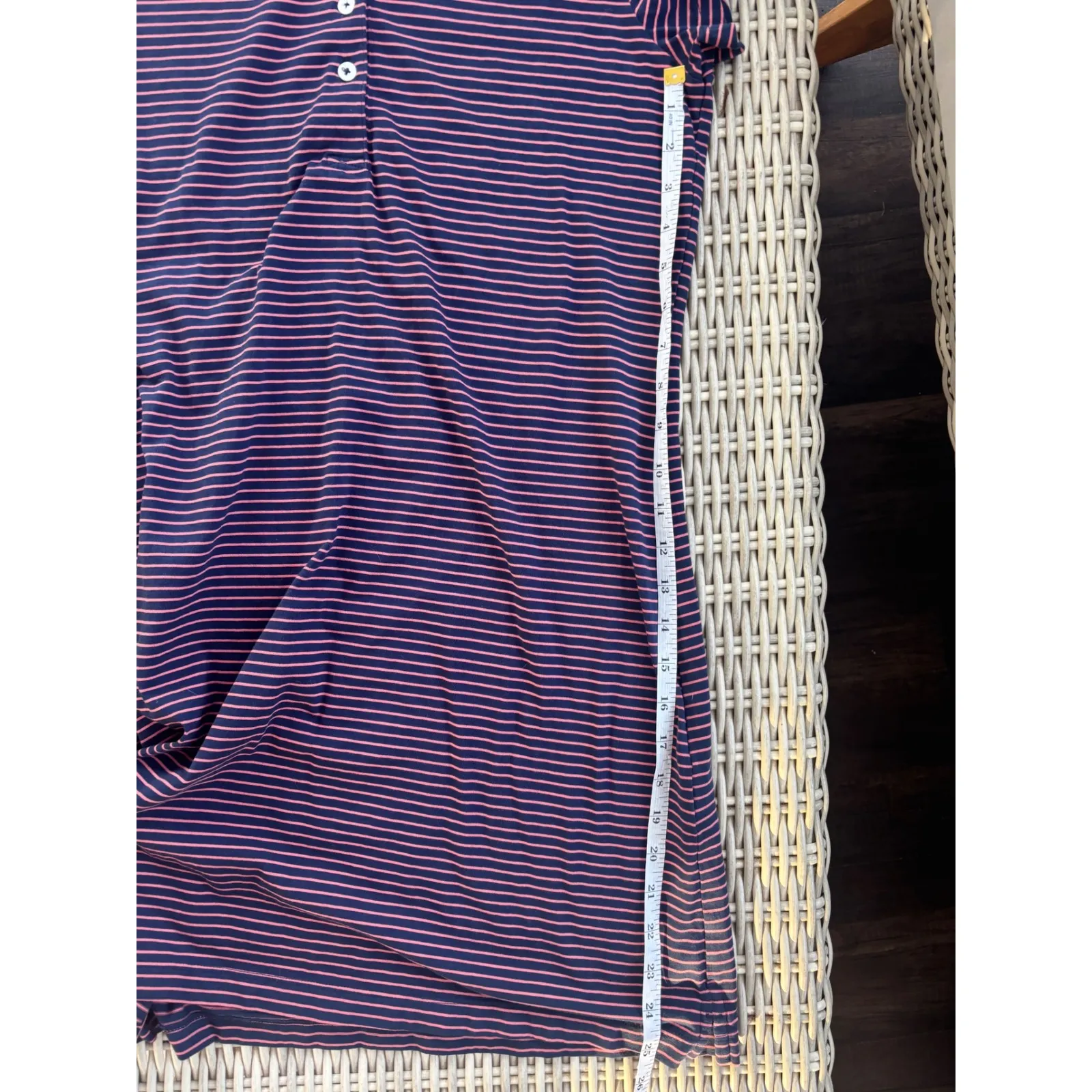 RENWICK Striped Pima Cotton Polo Dress Medium resortwear coastal preppy golf Purple - Image 9