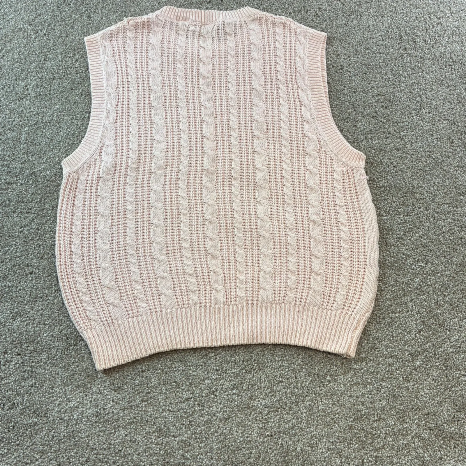 Le‎ Moda Vintage Pink Cable Knit Cotton Blend Sweater Vest Womens XL Retro 80's - Image 5