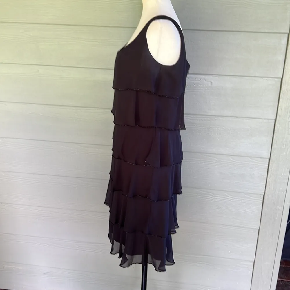 Patra Sleeveless Dress with Beaded Tiers Black Size 4 - Image 5