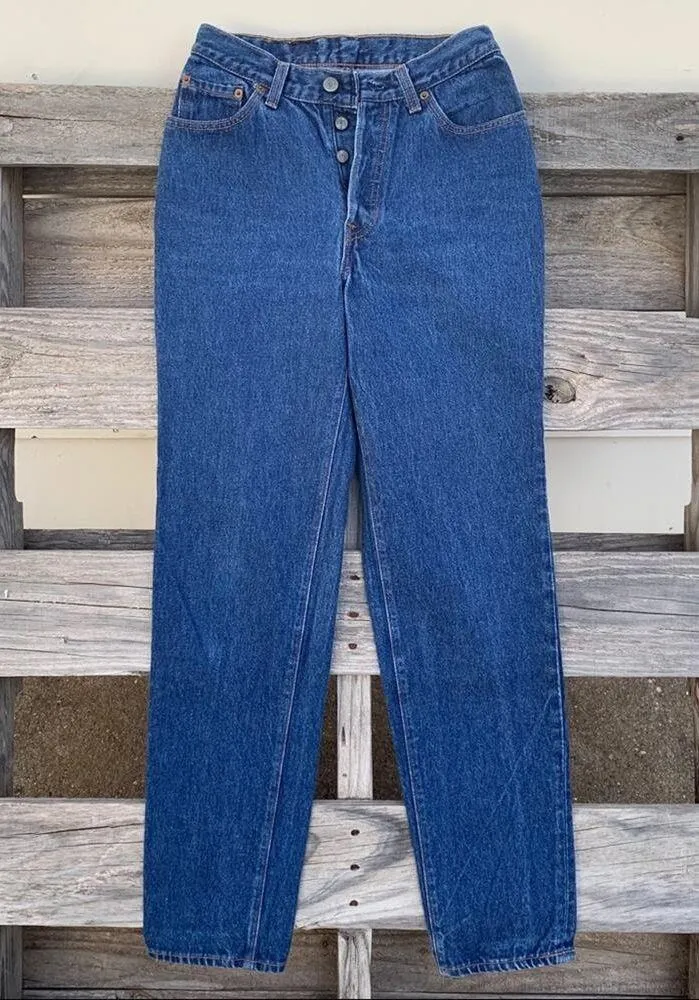 Vintage 80s Ladies Levi’s 501 button fly original fit straight leg jeans Size 9 - Image 2