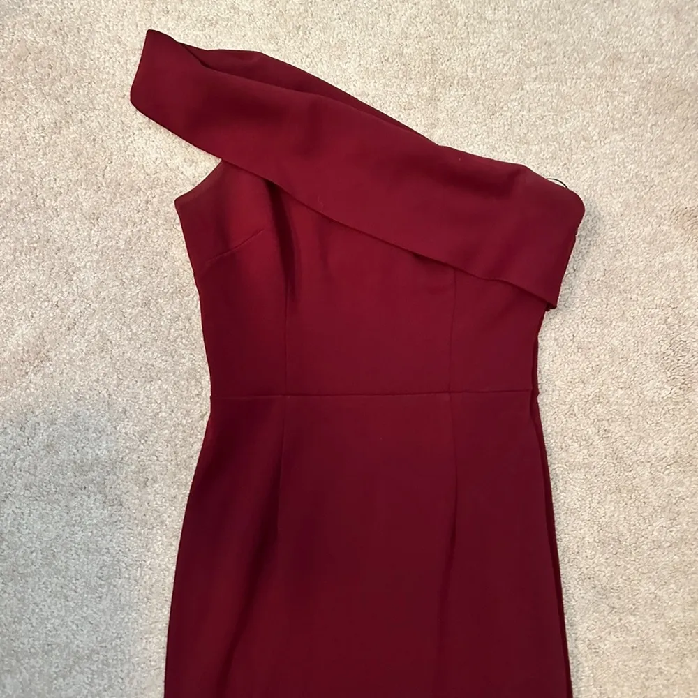 Katie May Los Angeles Burgundy Maroon One Shoulder Evening Gown - Image 5
