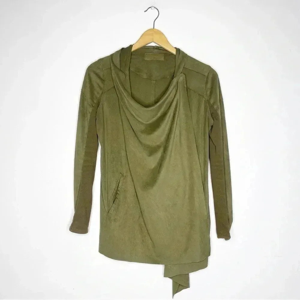 Blank NYC Revolve Green Faux Suede Drape Jacket Size Small - Image 2