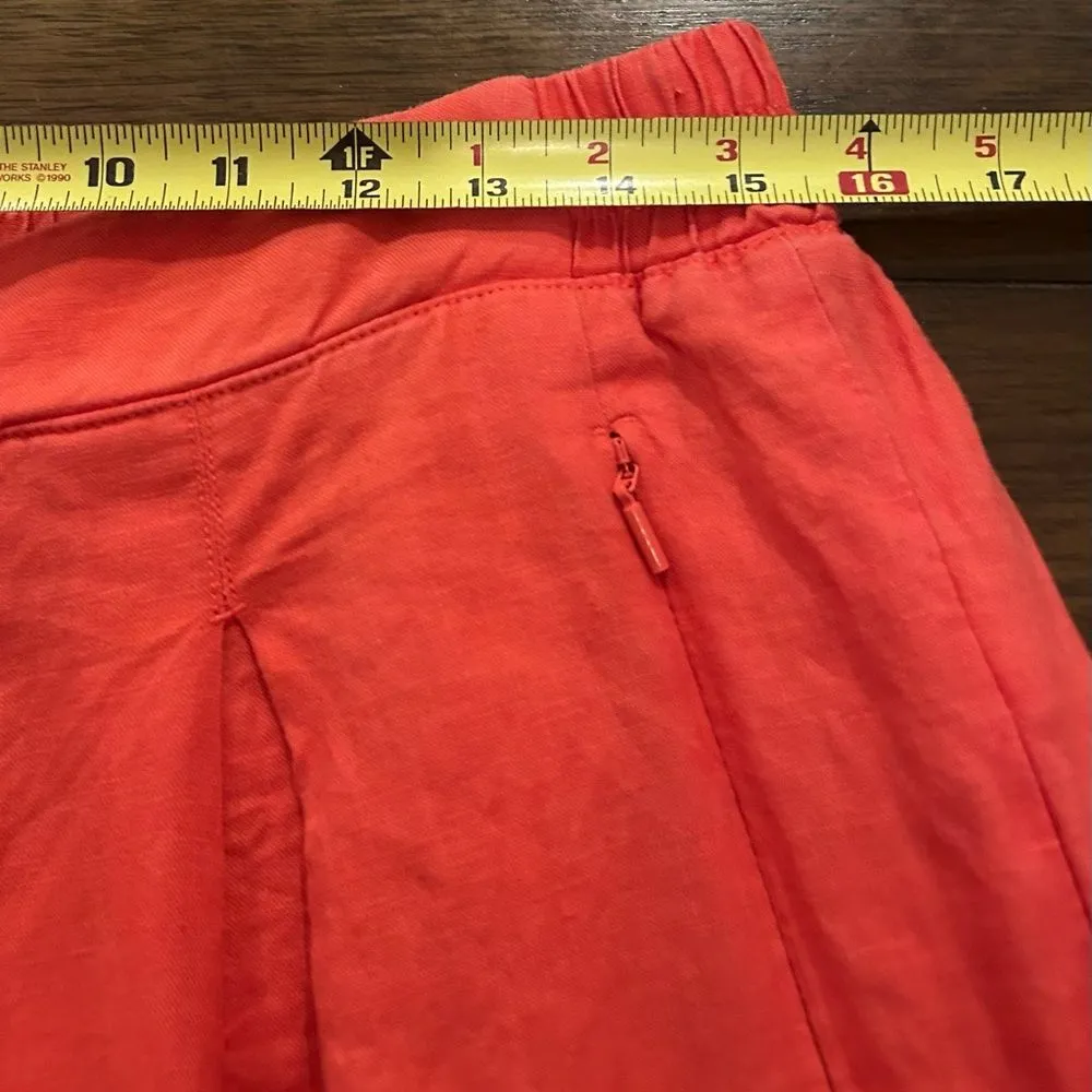 Athleta Playa Coral Linen Wide Leg Cropped Pants Size 12 Pashion Fruit 798591 - Image 7
