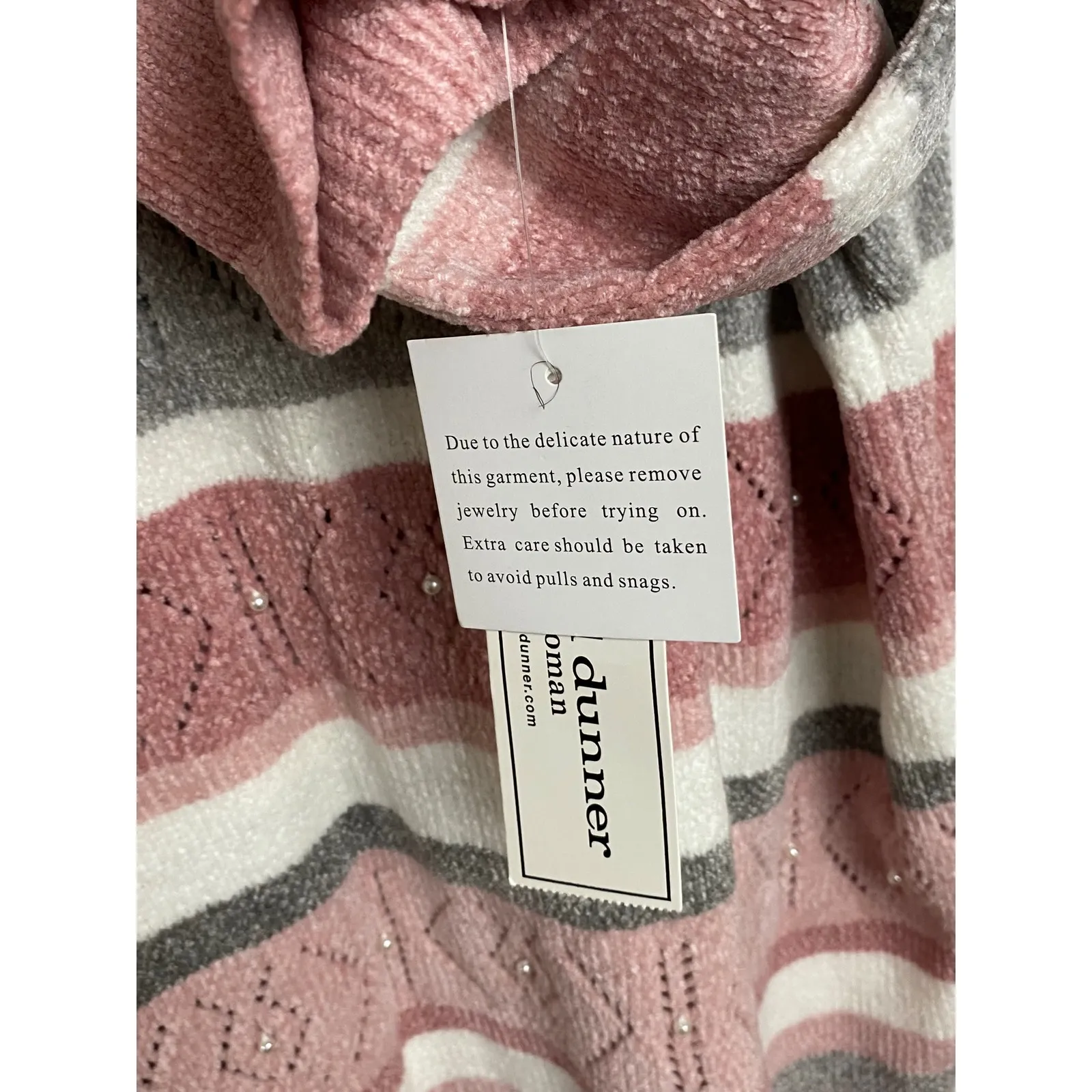 Striped Pearl Embellished Cozy‎ Neutral Sweater Plus Size Size 3x Preppy Casual - Image 5