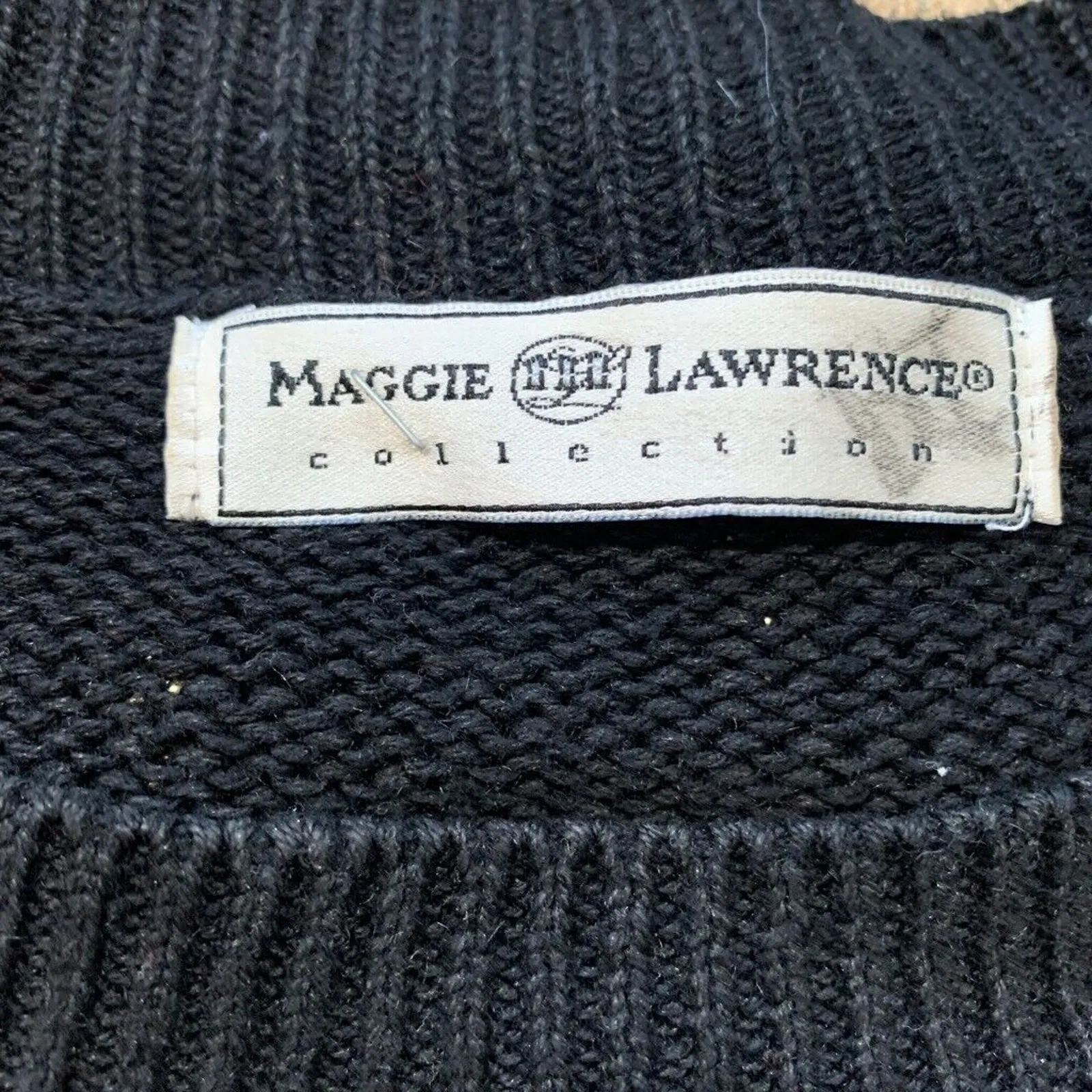 Vintage 80s Maggie Lawrence Black Jewel Beaded Knit Sweater Dress Art To Wear Size L - Image 8