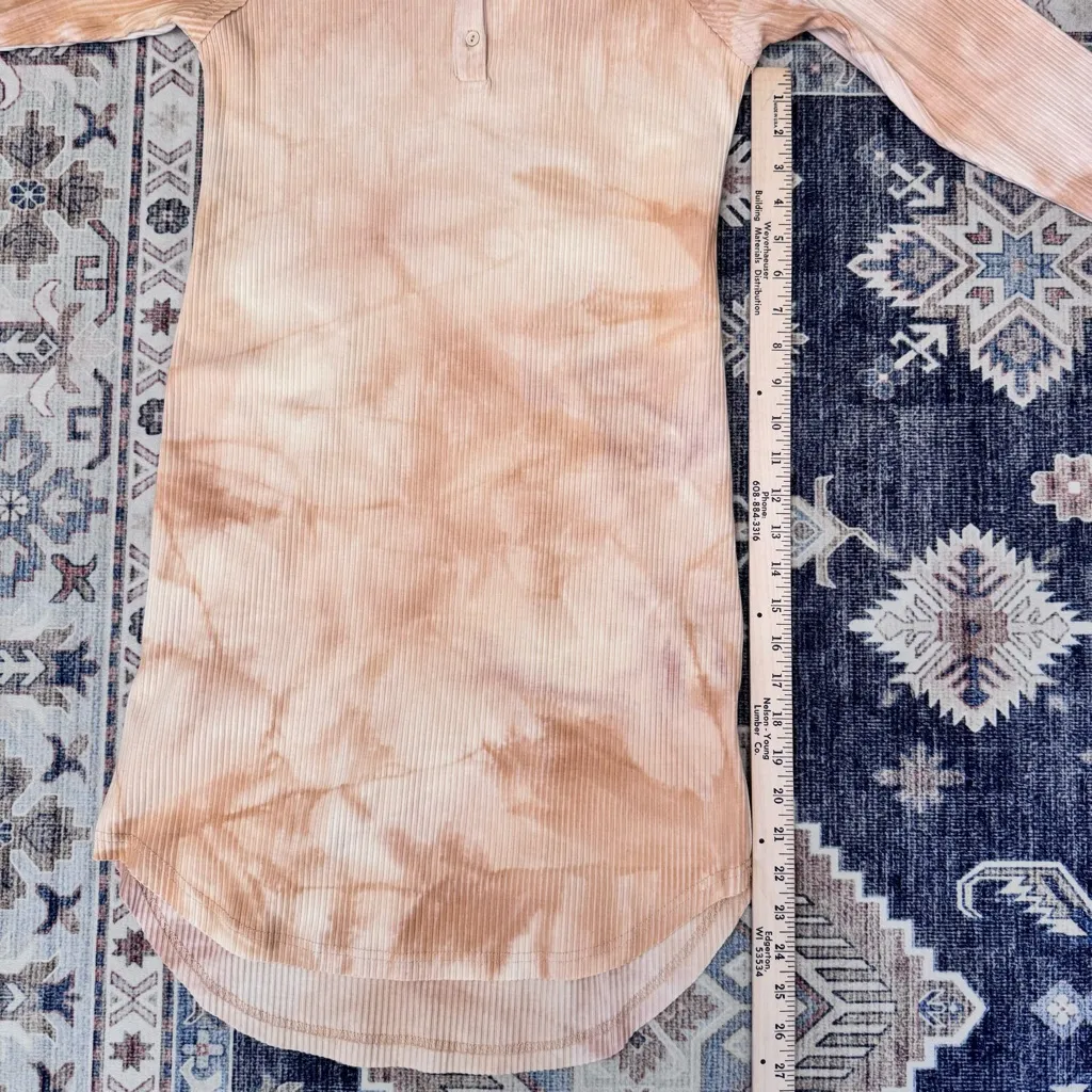 Umgee Tie-Dye Ribbed Henley Long Sleeve Dress Tan Women’s Size Small NWT - Image 8
