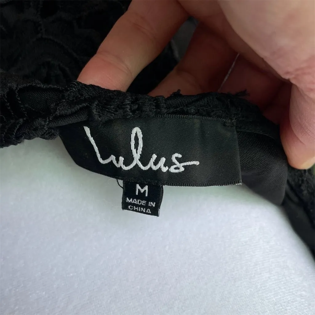 Lulus Black Lace Open Back Mini Dress Sz M Party Cocktail Evening Formal - Image 7