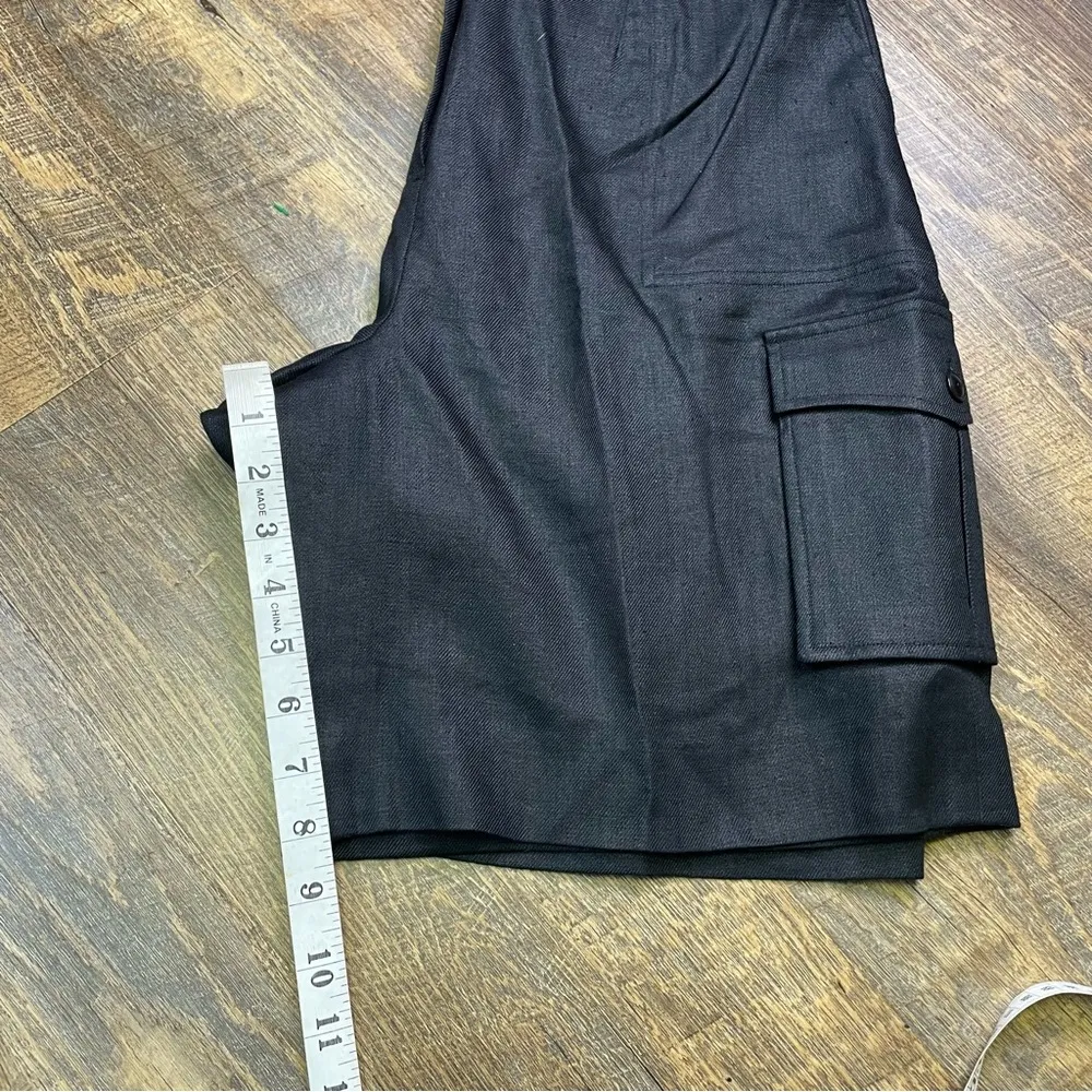 Vintage LRL Lauren Ralph Lauren 100% Linen Women's Sz 10 Black Cargo Shorts Y2K - Image 7