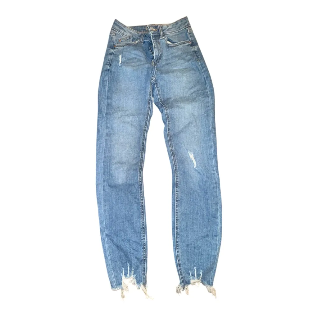 Denim&Co Distressed Light Blue Straight Leg Jeans Size 4 - Image 2