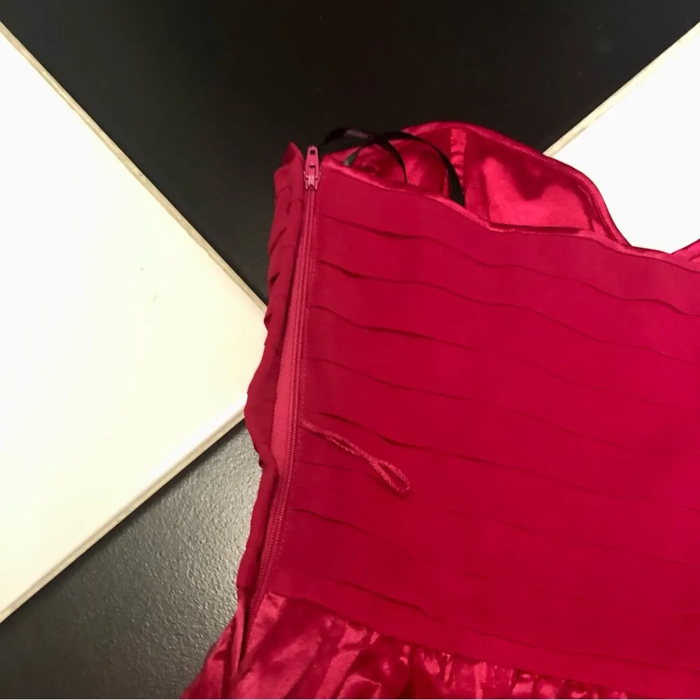 Vintage Y2K  Strapless Tulle Poofy Mini Dress Sweetheart Magenta 8 - Image 9