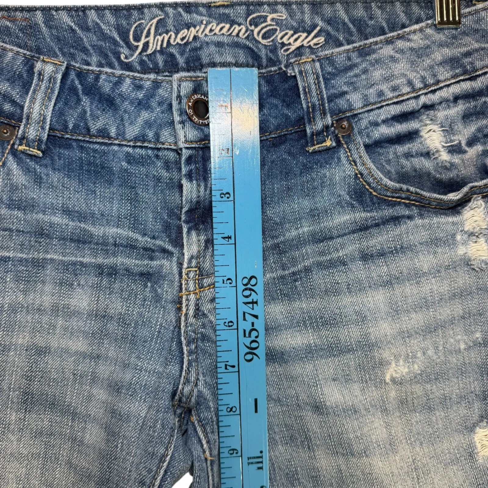 American Eagle Favorite Boyfriend Jeans Distressed Y2K Retro 90s Bootcut Size 6 Blue - Image 11