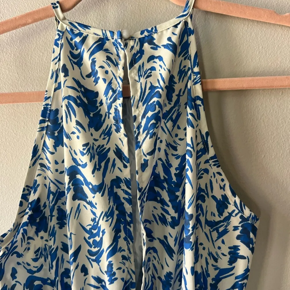 Blue Allover Print Halter Neck Romper Size Small/4 - Image 13