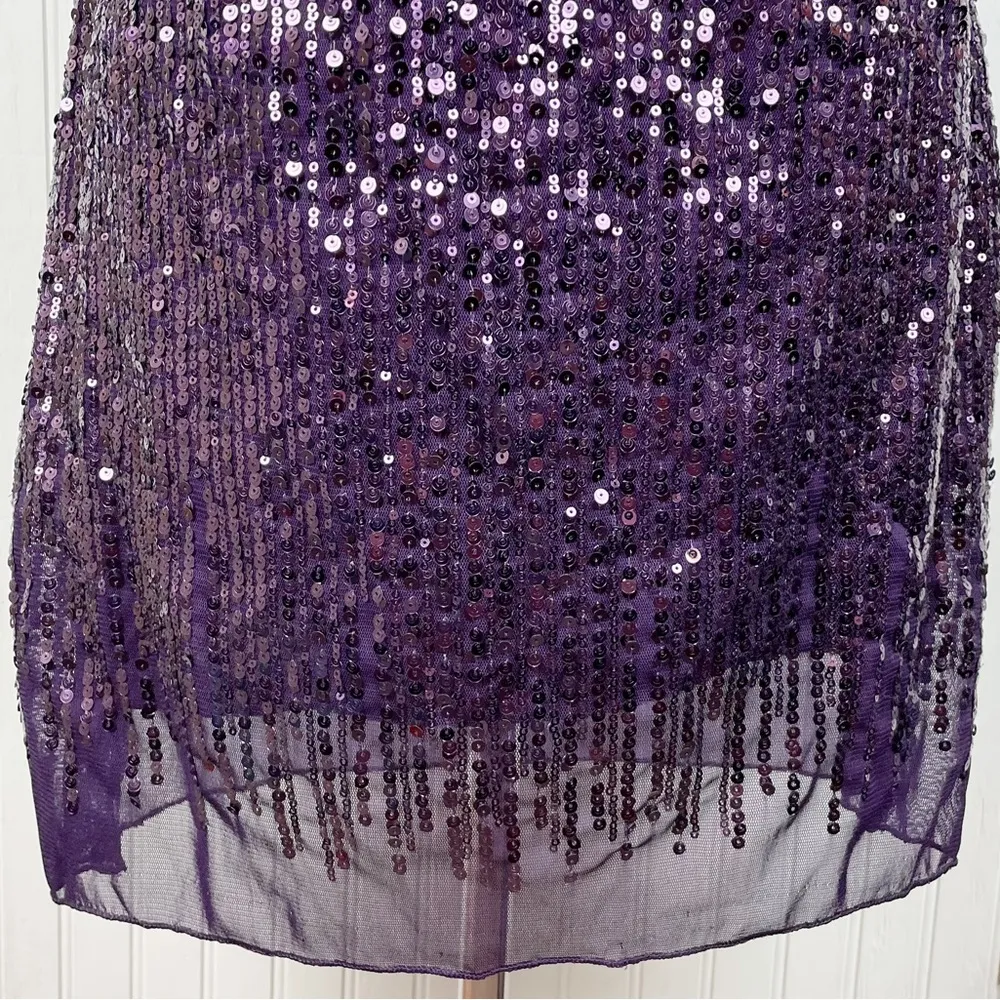 NEW Manzhili Purple Embroidered Sequin Jeweled Party Mini Dress Sleeveless Size M - Image 4