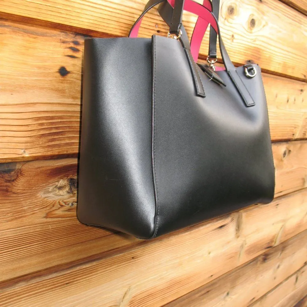 Kate Spade Black Sweetheart Pink Kyra Arbour Hill Leather Tote - Image 5