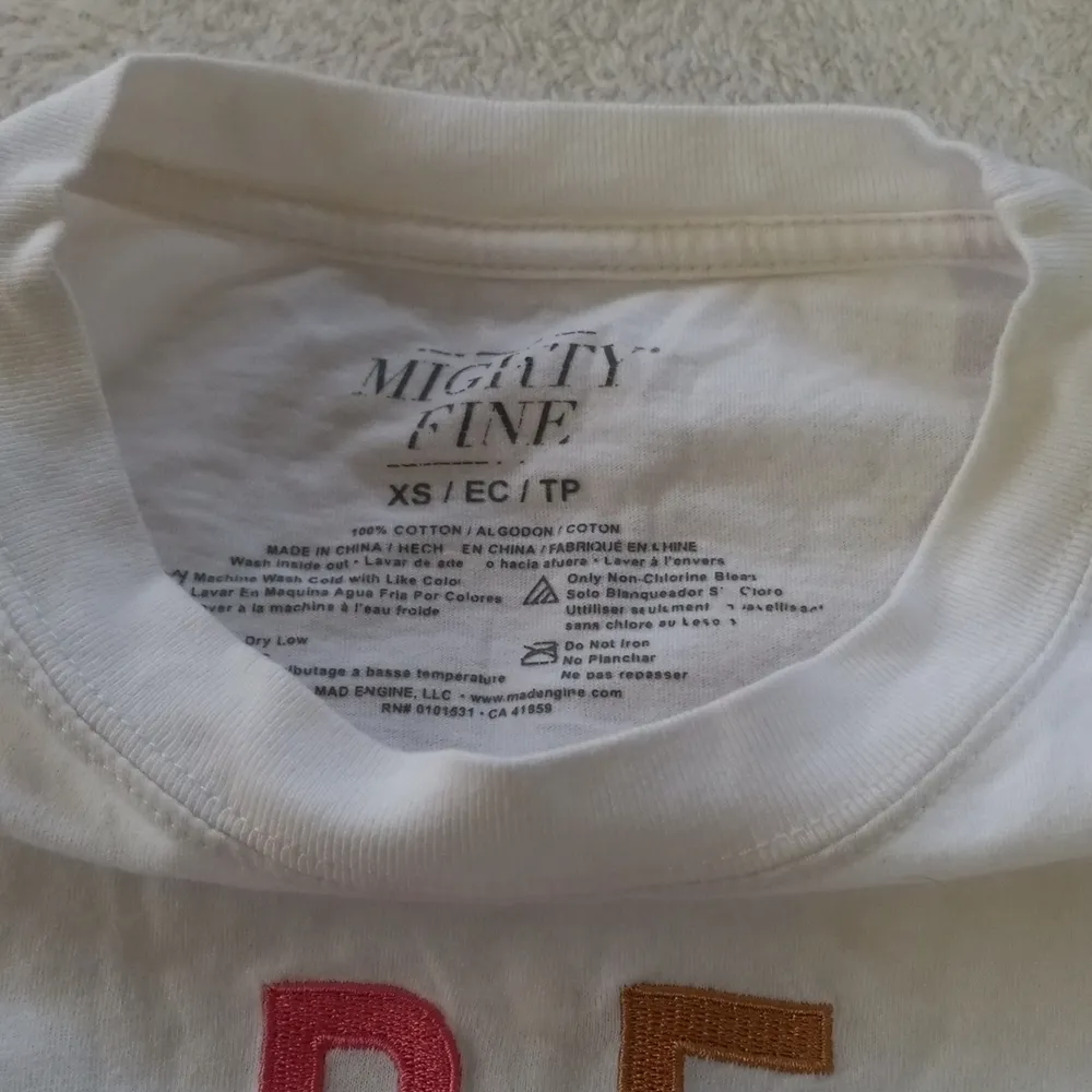 Mighty Fine "Be Nice" White Embroidered Boxy T-Shirt - Image 4