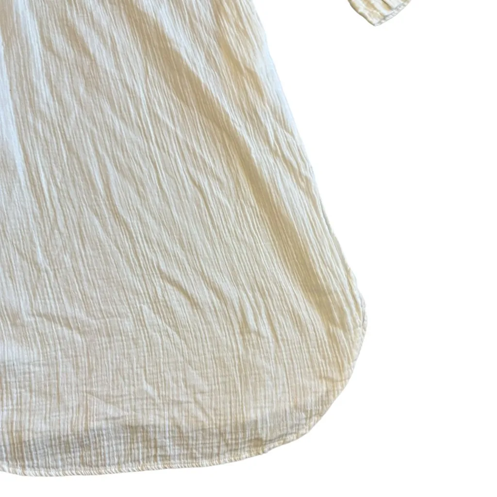 Gap White Gauze Midi Length Dress Long Sleeve V-Neck 100% Cotton Size Small - Image 9