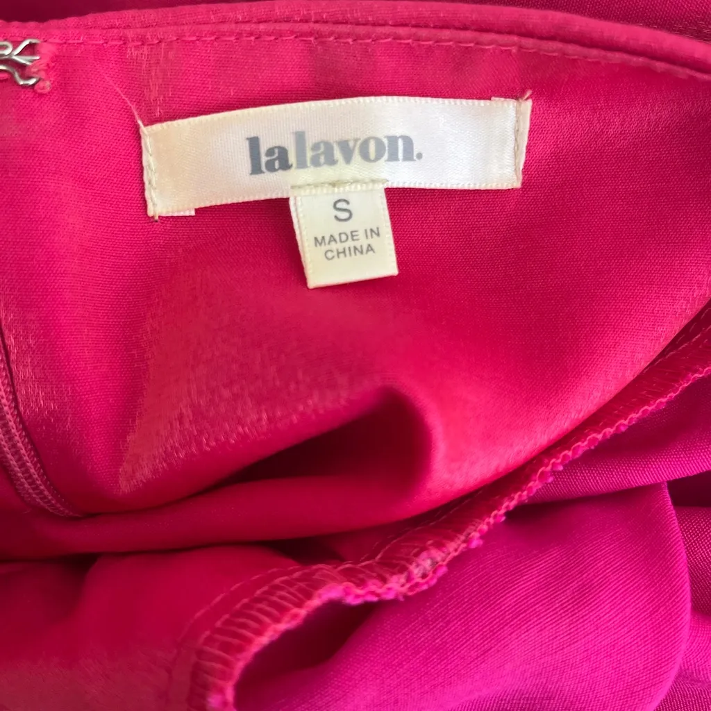 Lalavon Women’s Hot Pink Puff Sleeve Shiny Fairy Babydoll Mini Dress Size Small - Image 7