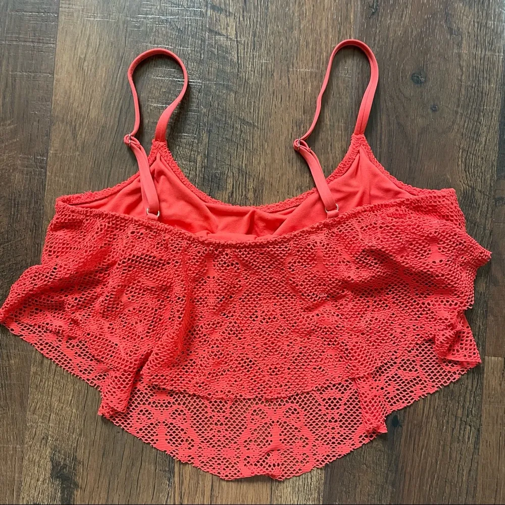 MOSSIMO orange lacey cropped tank top, size XL - Image 3