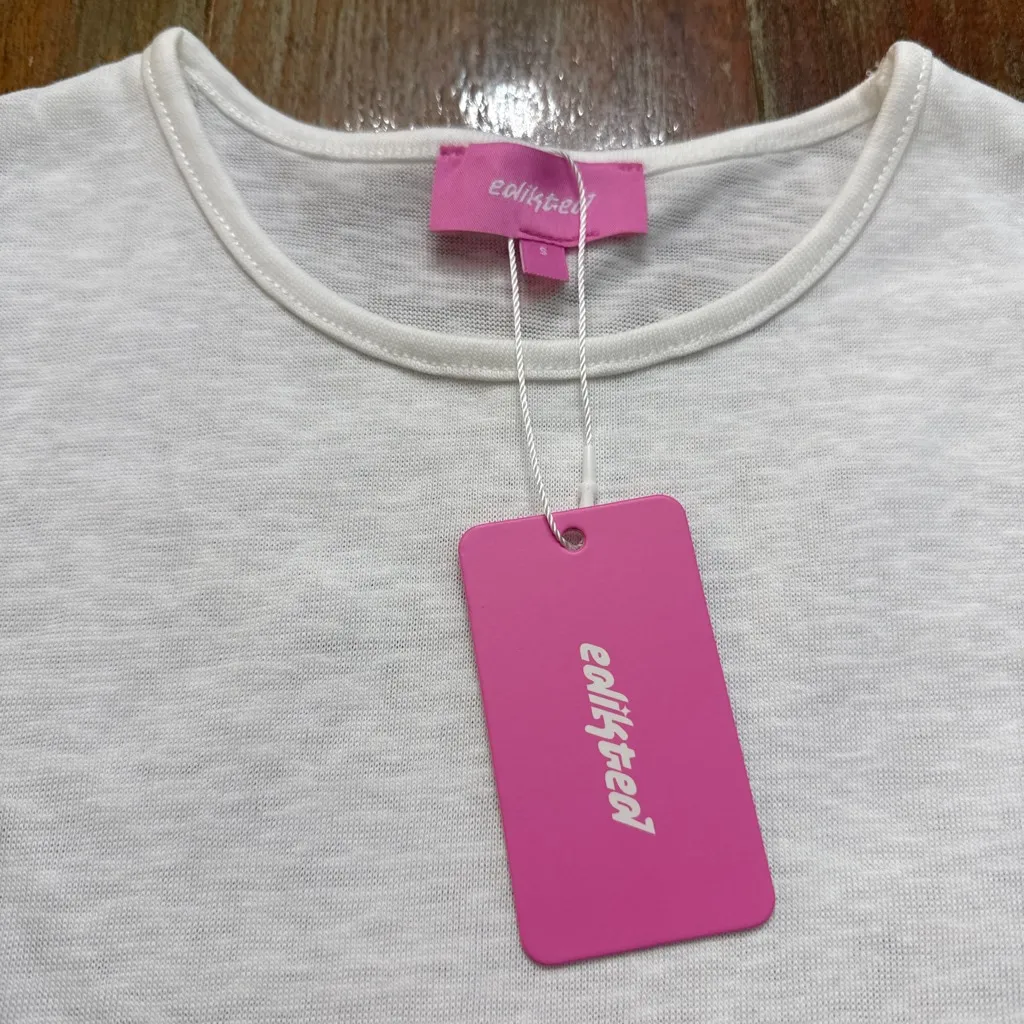 Edikted White Short Sleeve Tee Small NWT Basic Women’s - Image 2