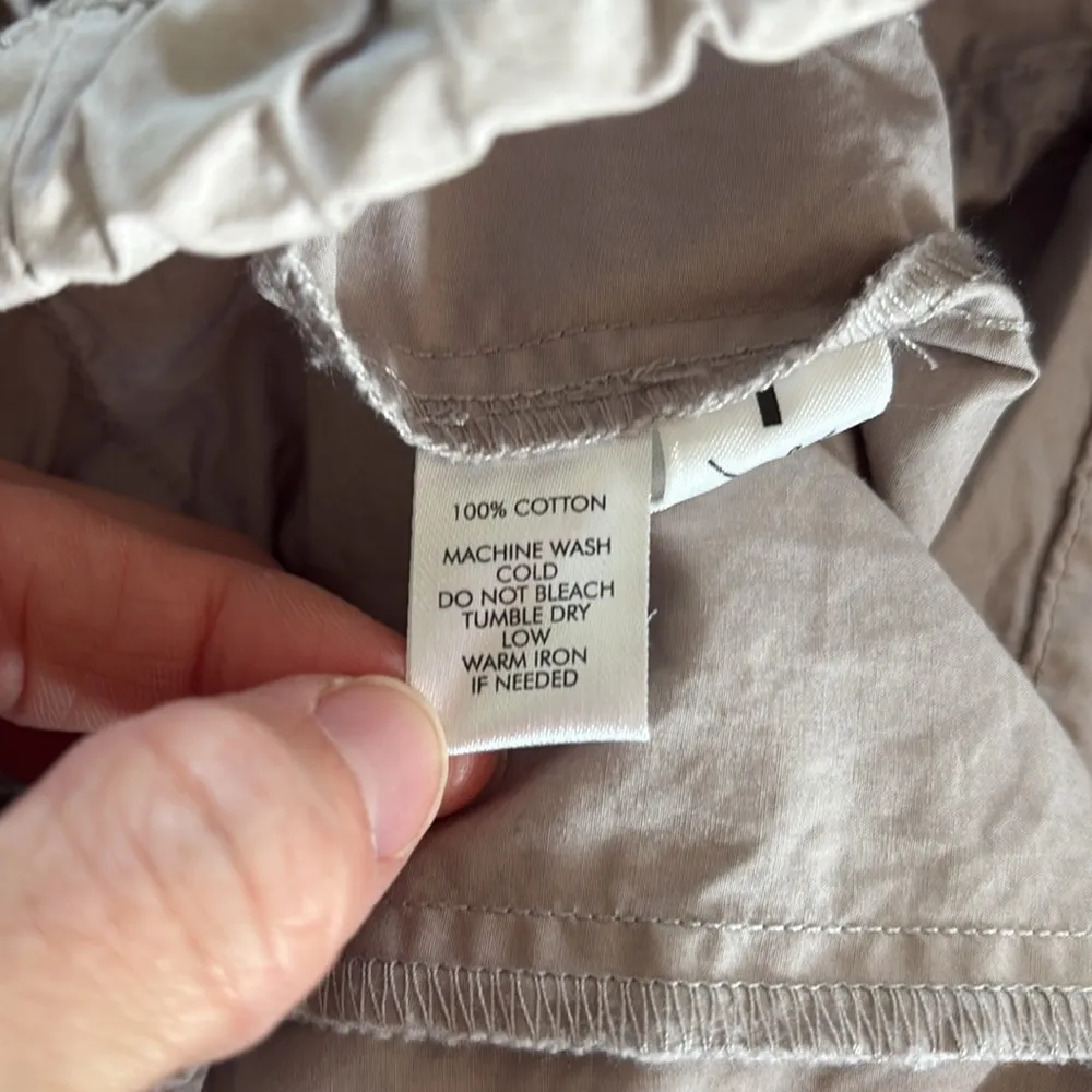 Ann Taylor Loft Beige Twill Utility Jacket hooded drawstring cotton size small - Image 5