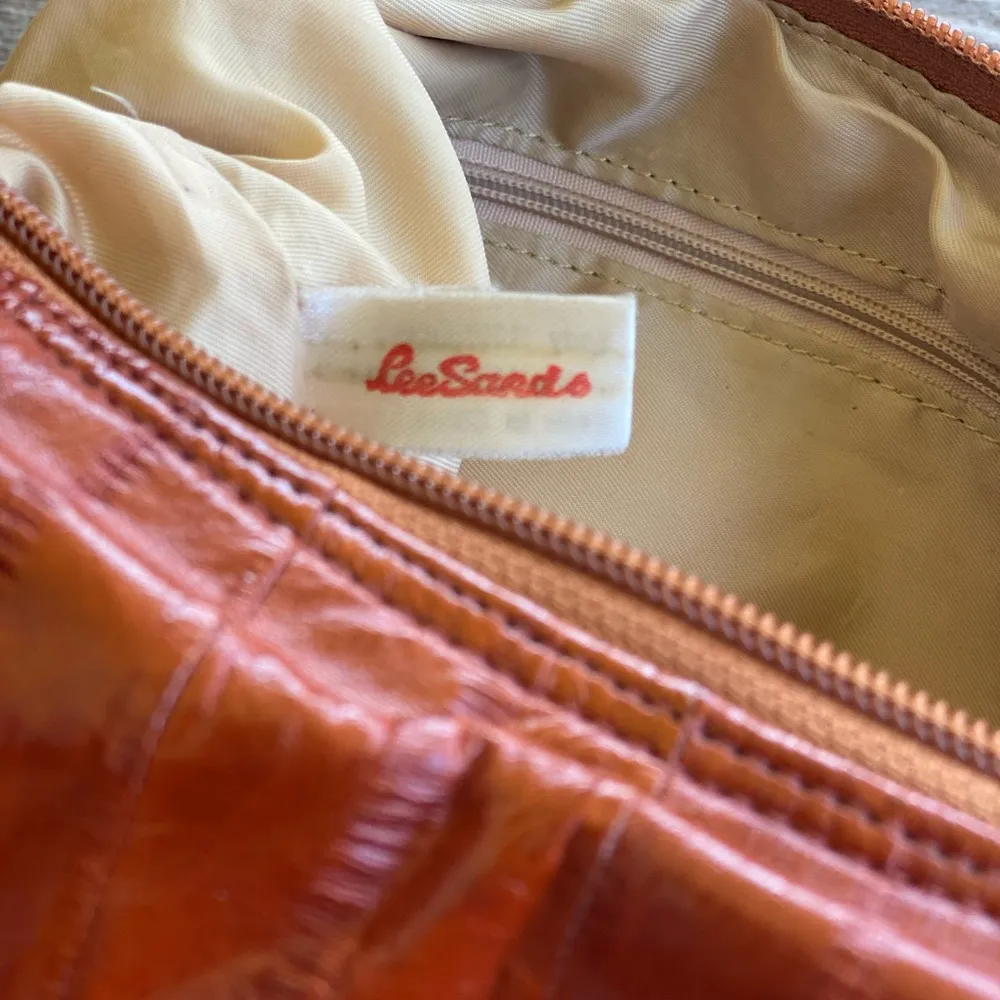 Vintage Lee Sands Authentic Eel Skin Bag Orange - Image 3