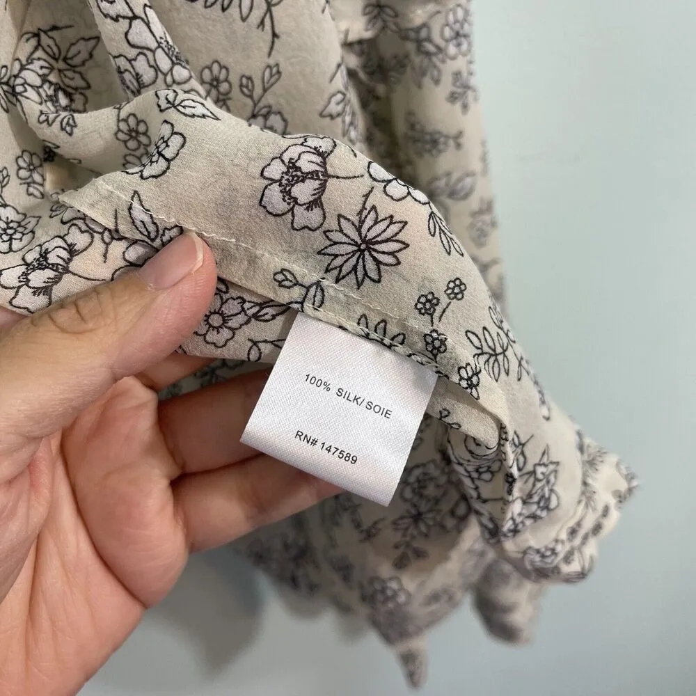 Robert Rodriguez Women's Cold Shoulder Ruffles Silk Button Up Blouse Size 4 - Image 9