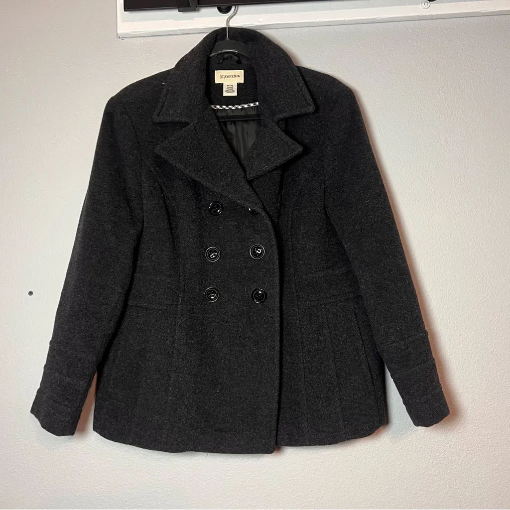 St. John’s Bay Double Breasted Pea Coat Wool Cashmere Blend Grat Large Petite - Image 3