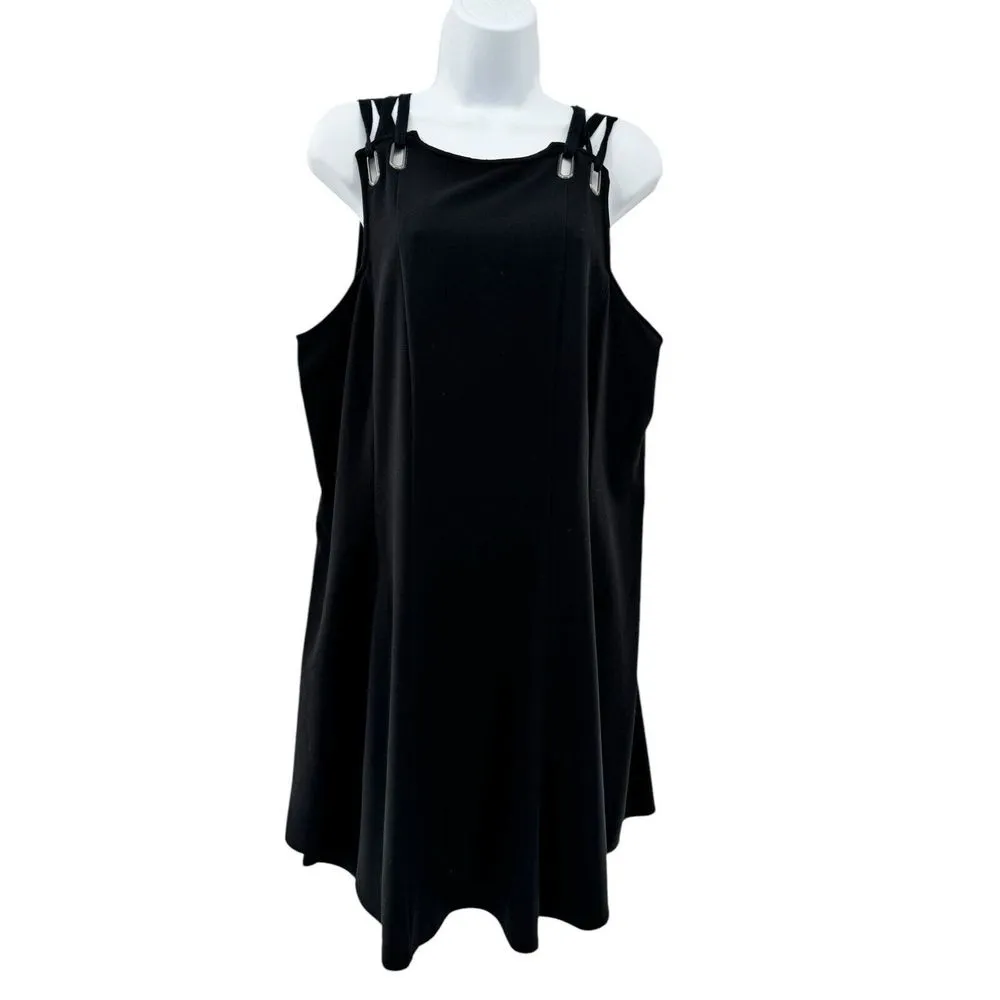 Free People Women's‎ Large Baby Love Trapaze Open Cut Out Back Black Swing Dress - Image 3