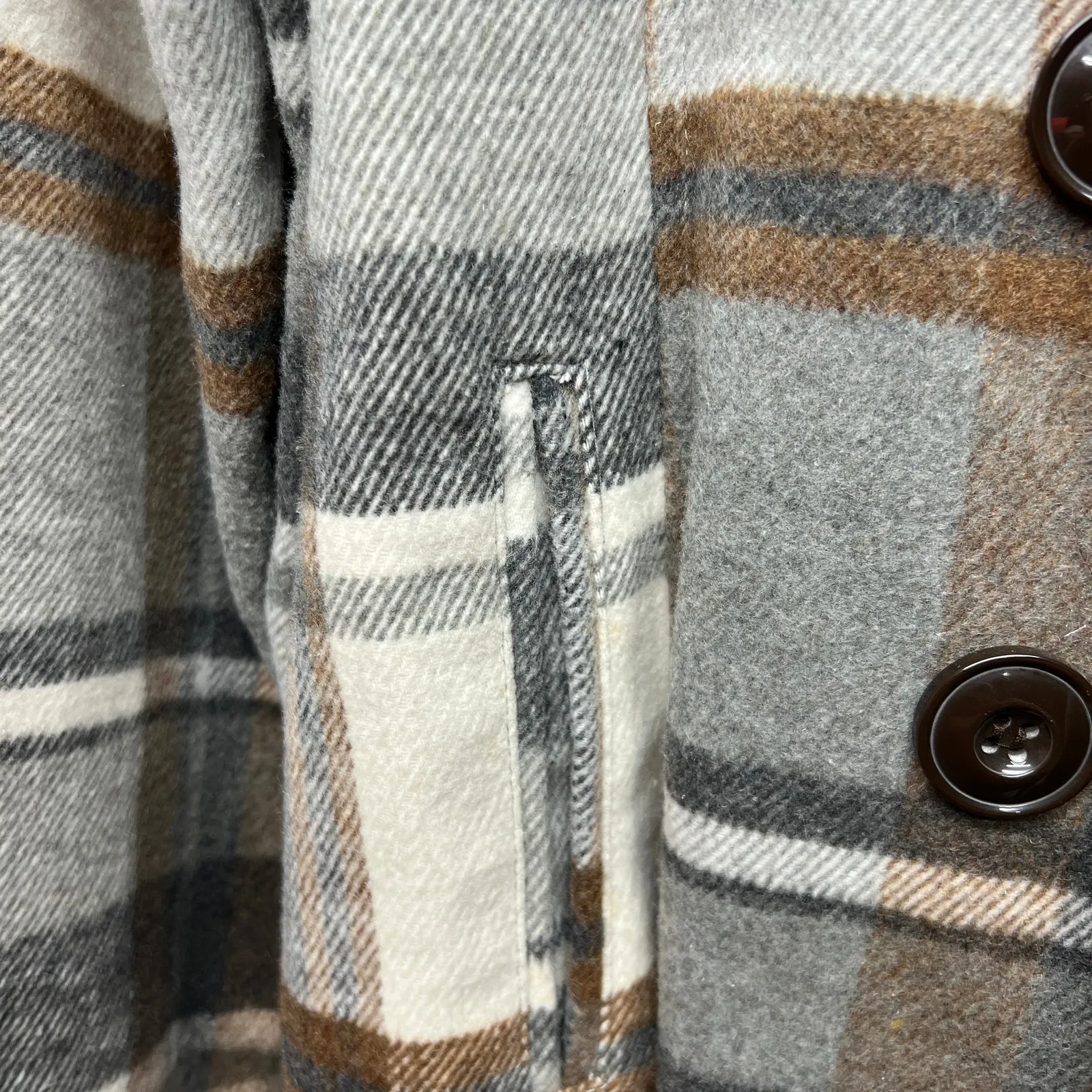 Attention Plaid Fleece Double Breasted Pea Coat Womens 2X Outdoors Wool Blend - Image 6