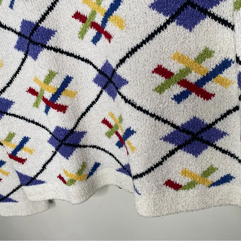 Vintage South Cotton Light Zip Geometric Cardigan Sweater M Made in Bolivia Size M - Image 14