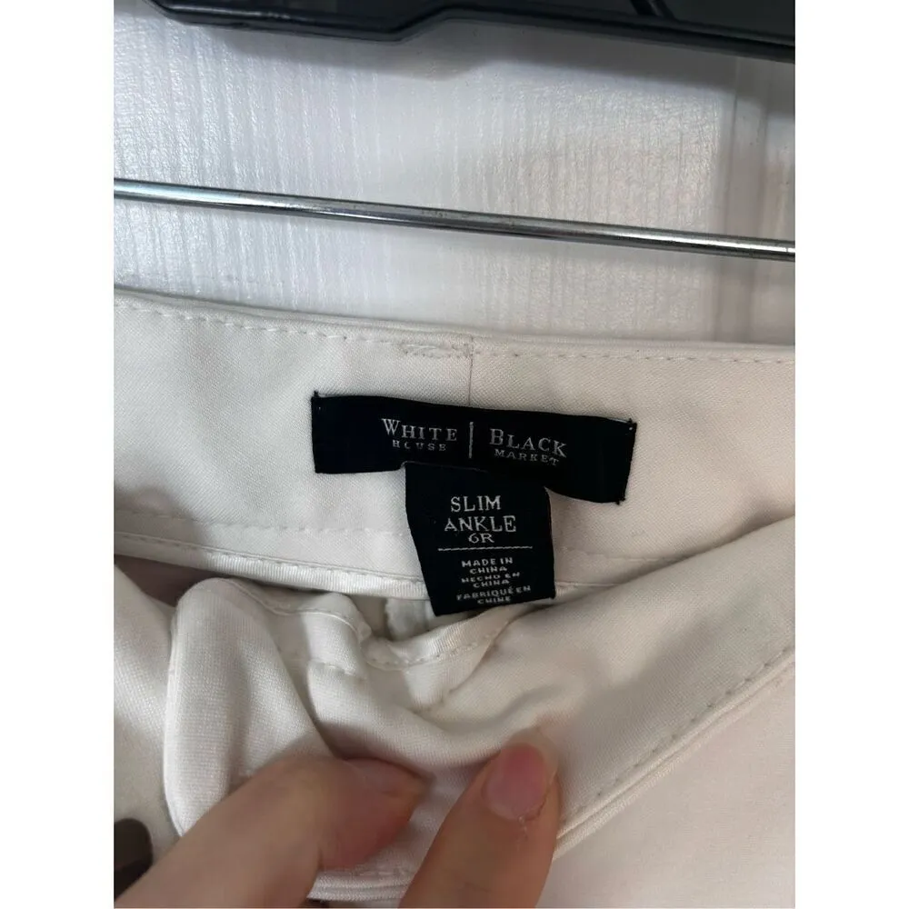White House black market white ankle stretchy pants dress pants size 6 R - Image 2