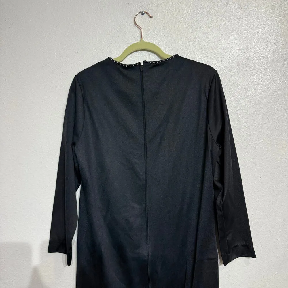 At Home Wear for Van Raalte Black Side Split Vintage Blouse Sz 14 - Image 8