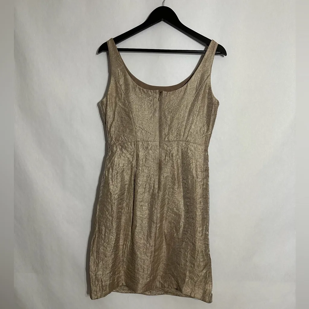Jessica Howard Champagne Gold Sleeveless Cocktail Dress Bead Accent Y2K Size 10 - Image 4