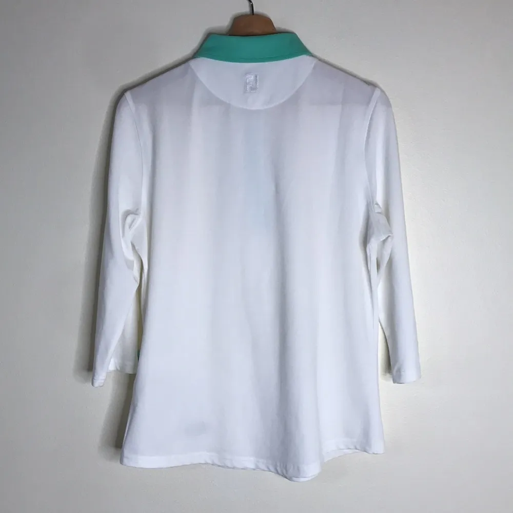 Footjoy ladies baby pique polo golf shirt with sleeves size large - Image 8